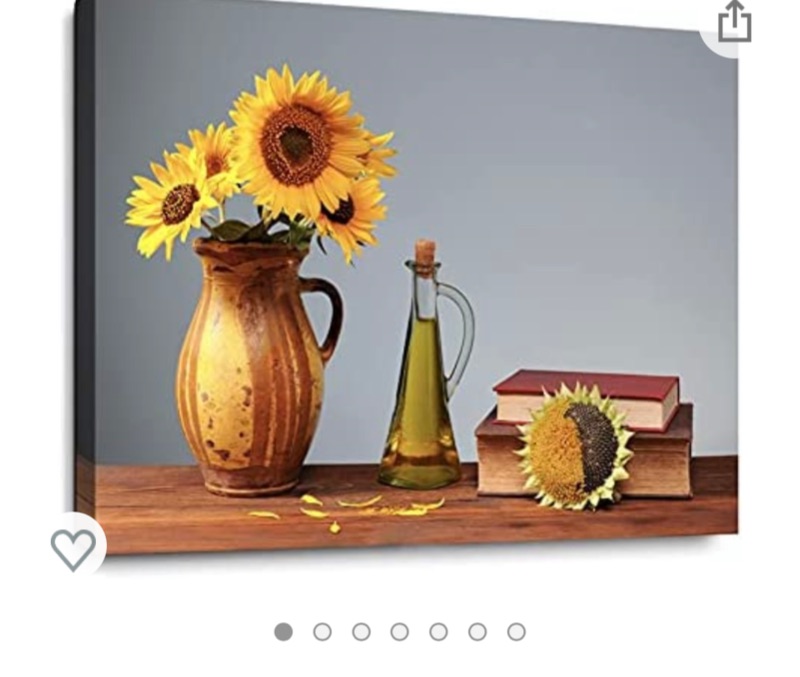 Photo 1 of Bathroom Decor Canvas Wall Art Country Farmhouse Wall Decor Sunflower Theme Painting Vintage Wall Art Picture Artwork Wood Framed Wall Art Easy to Hang Size 12 x16