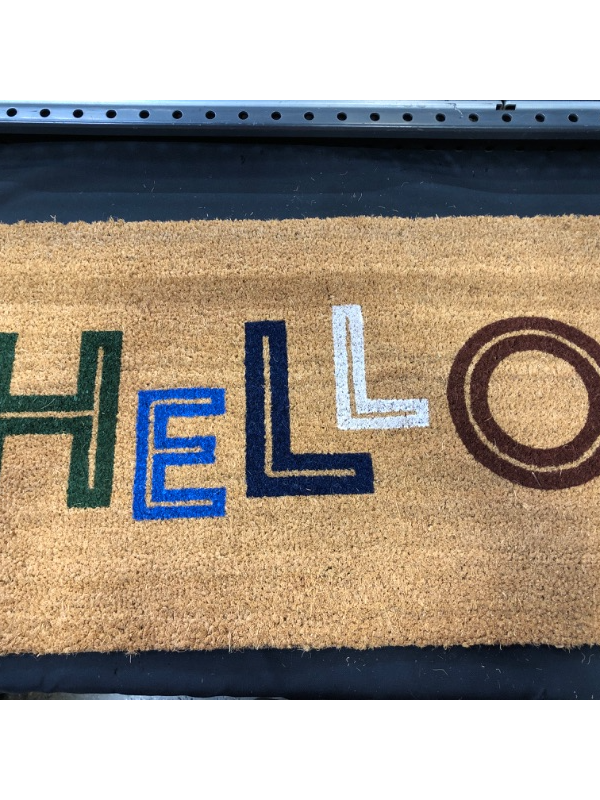 Photo 1 of 1'6"x2'6" Hello Colorblocked Coir Doormat - Room Essentials™

