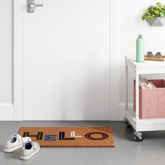 Photo 3 of 1'6"x2'6" Hello Colorblocked Coir Doormat - Room Essentials™

