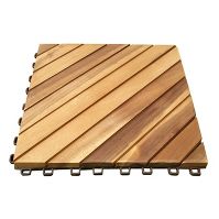 Photo 1 of 10pk Diagonal Slat Teak Finish Acacia Interlocking Deck Tile - Light Gold - Vifah --FACTORY SEALED , OPEN FOR PHOTOS--

