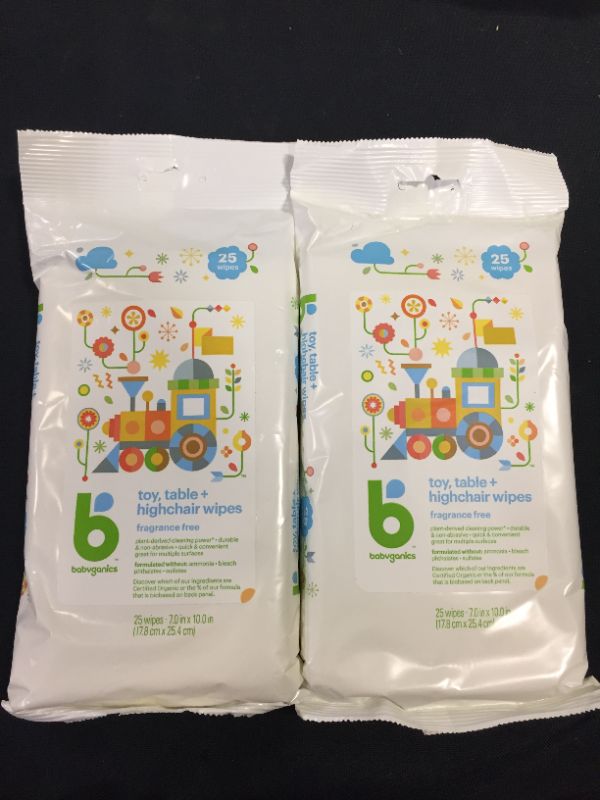 Photo 1 of Babyganics Toy And Table Wipes - 25ct ---2 PACK 


