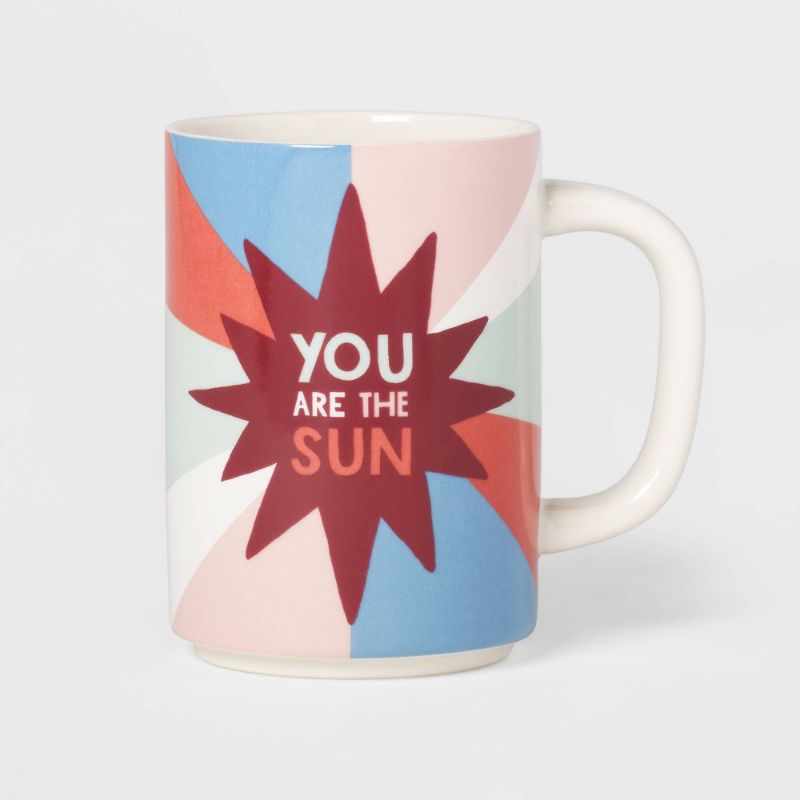Photo 1 of 16oz Stoneware You Are the Sun Mug - Room Essentials™ ( PACK OF 2 ) ( HAS WASHABLE STICKER RESIDUE) 
