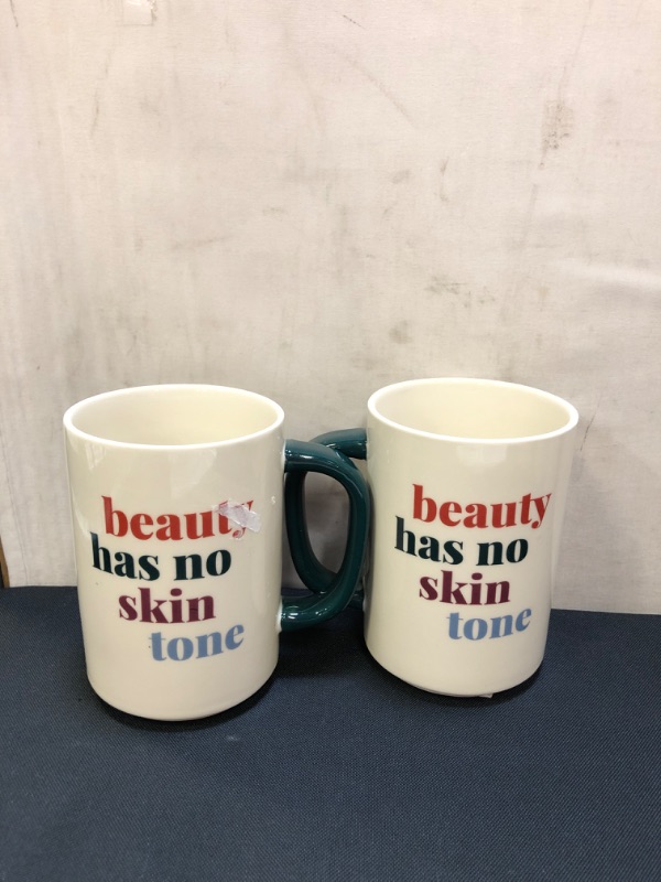 Photo 2 of 16oz Stoneware Beauty Has No Skin Tone Mug - Room Essentials™ ( PACK OF 2 ) ( HAS WASHABLE STICKER RESIDUE)
