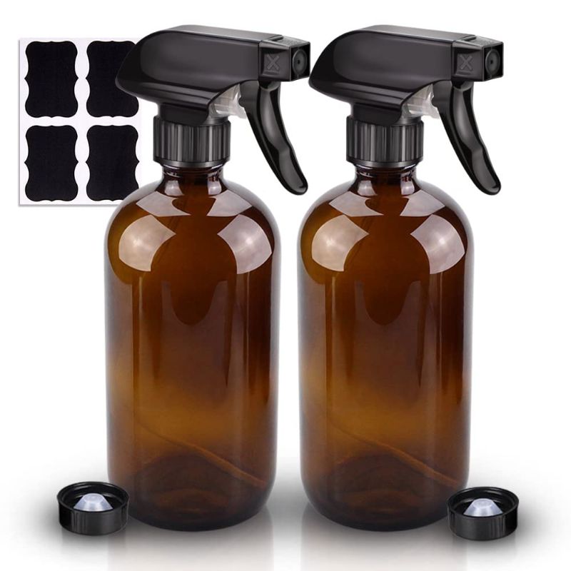 Photo 1 of 2 Pack Glass Spray Bottle, Wedama Amber 16oz Glass Spray Bottle Set & Accessories for Aromatherapy Facial Hydration Watering Flowers Hair Care
