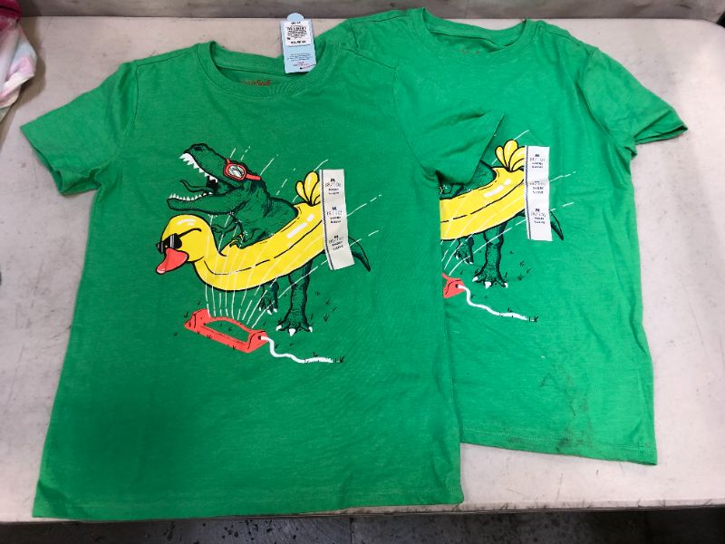 Photo 2 of 2 Pieces Boys' Summertime T-Rex Short Sleeve Graphic T-Shirt - Cat & Jack Bright Green M 8/10
