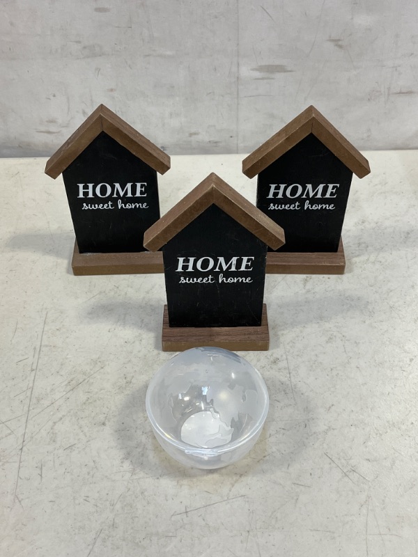 Photo 1 of 3PC HOME SWEET HOME DECOR SIGN, & GLOBE STORAGE