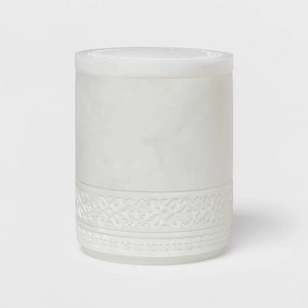 Photo 1 of Carved Alabaster Resin Canister White - Threshold
