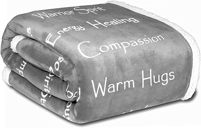 Photo 1 of Compassion Blanket - Strength Courage Super Soft Warm Hugs, Get Well Gift Blanket Plush Healing Thoughts Positive Energy Love & Hope with Fluffy Comfort (50"x 65" Gray)
