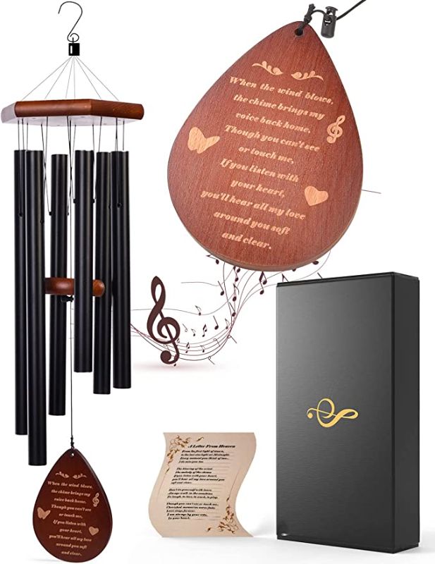 Photo 1 of 33” Wind Chimes for Fathers Day Personalized Gifts, Sympathy Gift Memorial Windchime for Loss of Loved One Prime with DIY Bells & Poem Card in Exquisite Box Bereavement for Dad Grandfather
