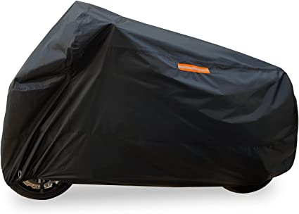 Photo 1 of ZGJIJIA Motorcycle Cover All Season Universal Weather Premium Quality Waterproof Sun Outdoor Protection Durable Night Reflective with Lock-Holes Fits up to 104.5” Motorcycle Vehicle Cover
