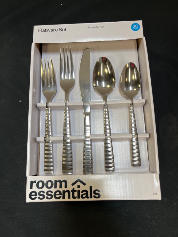 Photo 2 of 20pc Stainless Steel Striped Silverware Set - Target