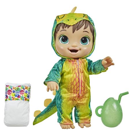 Photo 1 of Baby Alive Dino Cuties Doll Stegosaurus Doll Drinks & Wets Brown Hair
