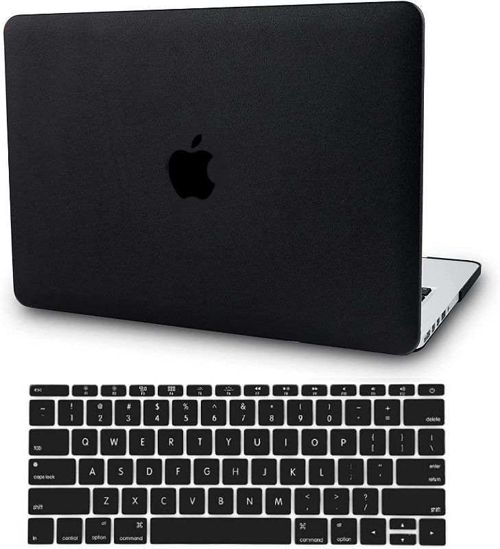 Photo 1 of KECC Compatible with MacBook Air 13 inch Case 2020 2019 2018 Release A1932 Retina Display + Touch ID Italian Leather Hard Shell + Keyboard Cover (Black Leather)
