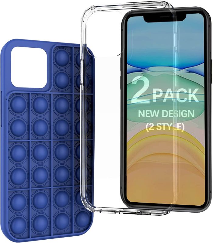 Photo 1 of [2 Pack] SENDTHX Compatible with iPhone 12 Case and iPhone 12 Pro Case 6.1 inch(2020), 3D Soft Silicone Colourful Case + Clear case,Full Body Protection Shockproof Drop Protection Case (Blue)
