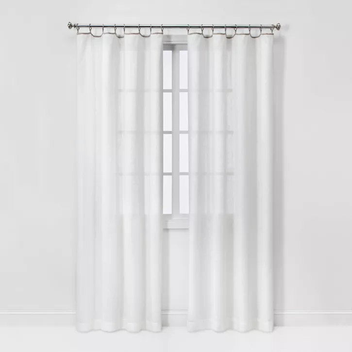 Photo 1 of 1pc Sheer Contrast Edge Window Curtain Panel - Threshold™
White/Natural
54"W x 84"L








