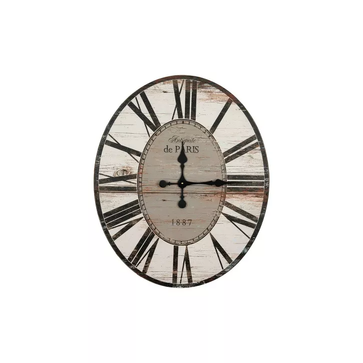 Photo 1 of 29" Oval Distressed Wood Wall Clock White/Black - 3R Studios


