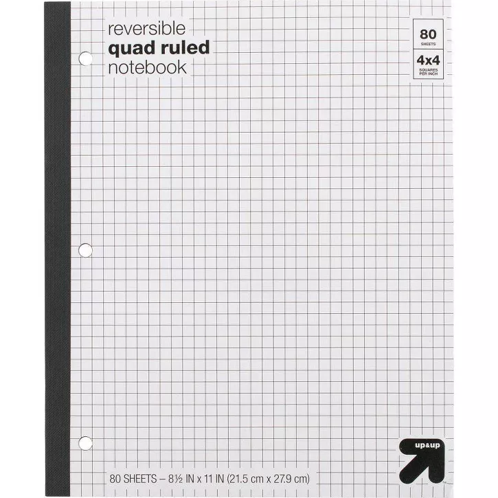 Photo 1 of 12ct Reversible Quad Ruled Composition Notebook 8.5" x 11" 80 Sheets - up & up™

