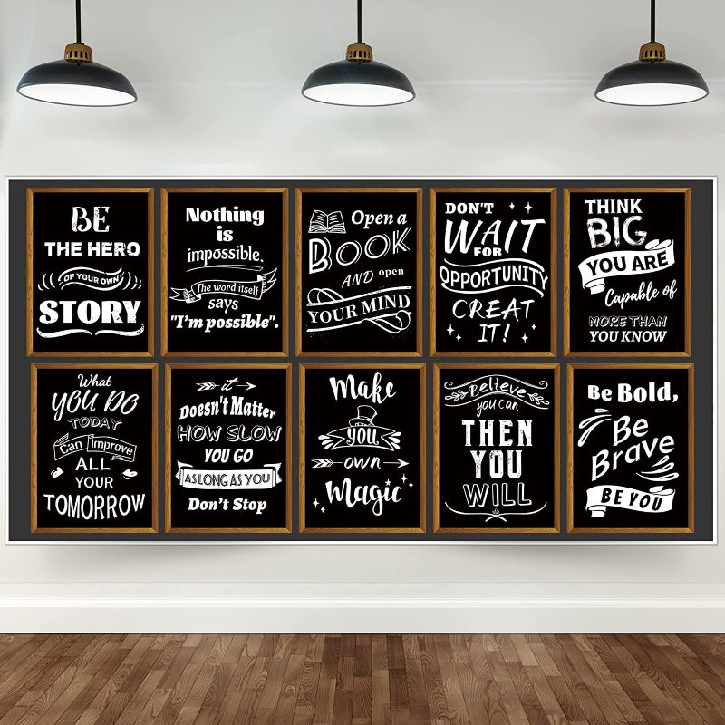 Photo 1 of 10 Pieces Motivational Classroom Bulletin Board Posters Decorations For School Office Wall Art Decorations?Inspirational Quote Posters?Growth Mindset Posters?11*14 Inch?