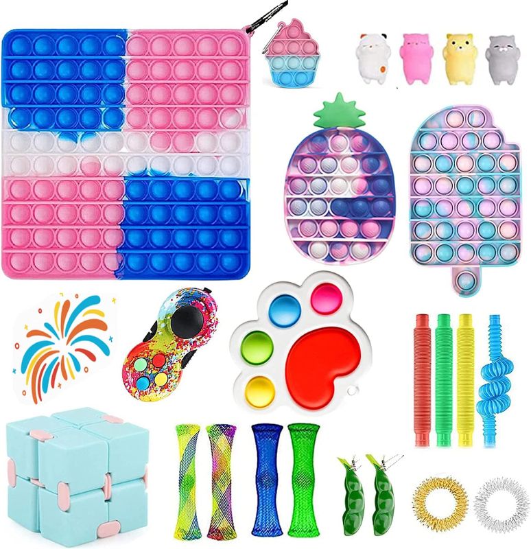 Photo 1 of Fidget Toys Pack 30 Pcs Fidget Toy Sets Fidget Pack Cheap Sensory Fidget Toy Pack with Marble Mesh Anxiety Tube Stress Relief Toys Set for Adults Kids