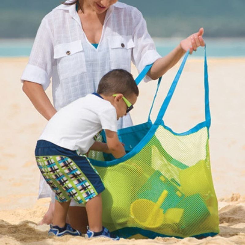 Photo 2 of 2 COUNT Beach Mesh Tote Bag - Yookat Beach Toys/ Shell Bag Stay Away from Sand for the Beach, Pool, Boat - Perfect for Holding Childrens' Toys (Xl Size)