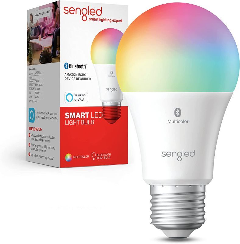 Photo 1 of Sengled Smart Color Changing Bluetooth Mesh Smart Bulb That WORKS WITH ALEXA ONLY - Dimmable LED Bulb A19 E26 Multicolor, High CRI, High Brightness, 8.7W 800LM, 1 BULB