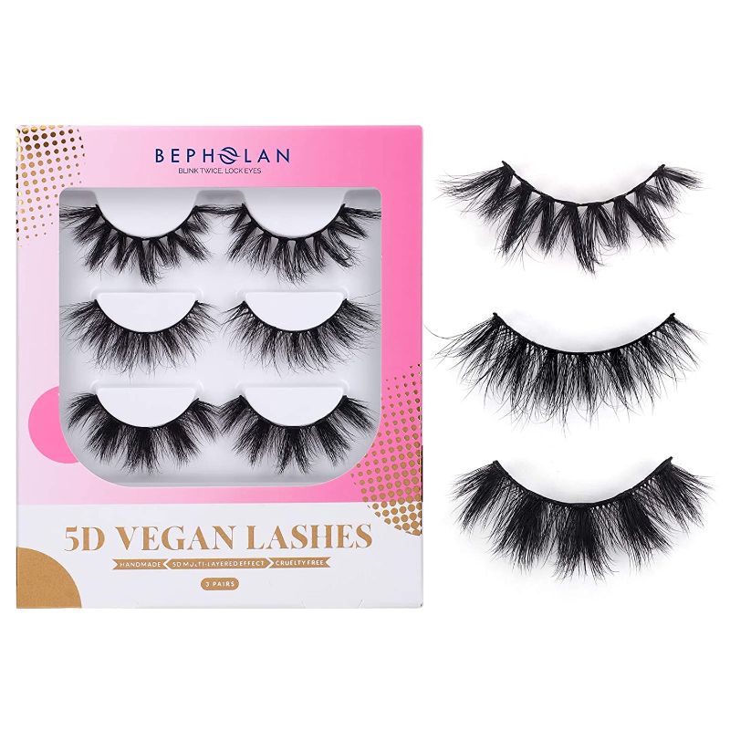 Photo 1 of BEPHOLAN False Eyelashes, 3 Pairs Different Styles Faux Mink Fake Eyelashes, 5D Multi-Layerd Effect, XMZ270