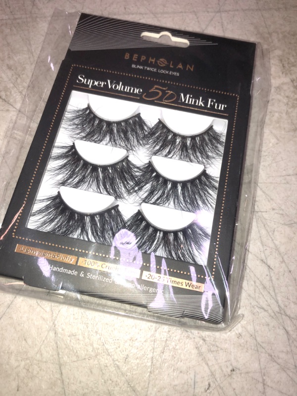 Photo 2 of BEPHOLAN 3 Pairs Mink Fur Lashes, 100% Real Siberian Mink Fur Eyelashes, Dramatic Round Look, XMZ251