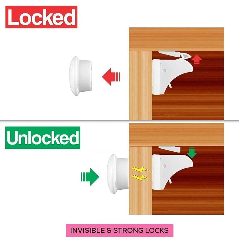 Photo 2 of Eco-Baby Child Safety Magnetic Cabinet and Drawer Locks for Proofing Kitchen 12 Pack Child Latches