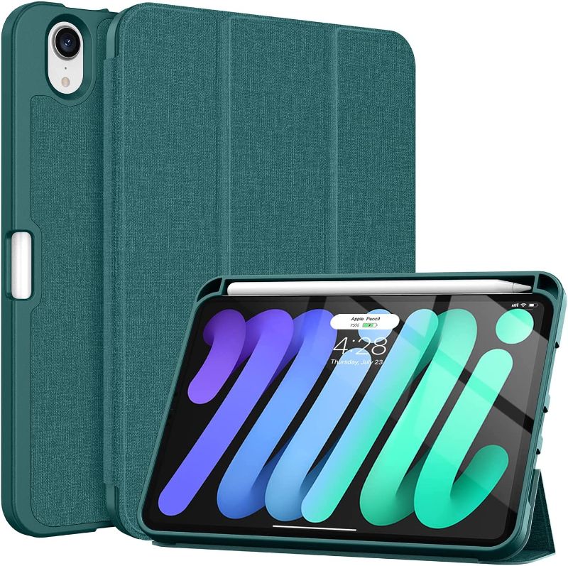 Photo 1 of Soke New iPad Mini 6 Case 2021 with Pencil Holder - [Full Body Protection + 2nd Gen Apple Pencil Charging + Auto Wake/Sleep], Soft TPU Back Cover for 2021 iPad Mini 6th Generation 8.3 inch?Teal
