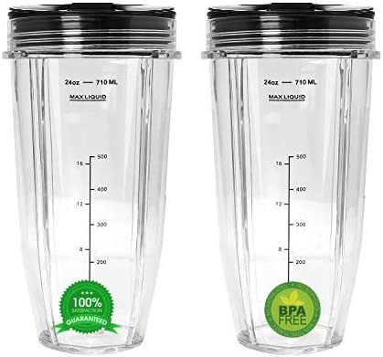 Photo 1 of Blend Pro 24 oz Cups with Sip & Seal Lids Replacement Compatible with Nutri Ninja 24 oz Cups for Blender Auto IQ Bl450, BL456, BL480, BL482 Part 483KKU486 (2-Pack)
