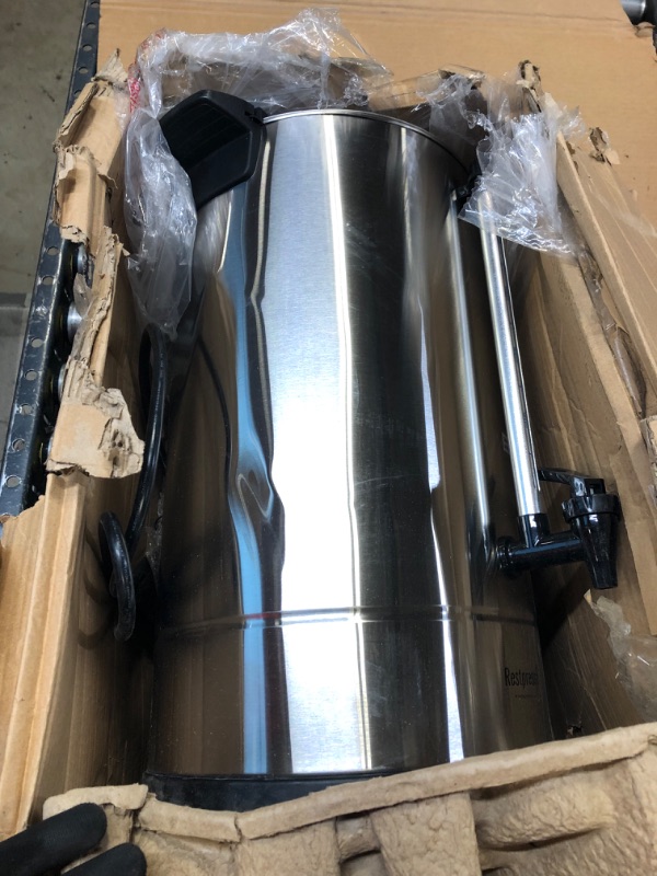 Photo 3 of *****MAJOR DAMAGE TO PACKAGING**** Restpresso 110 Cup Coffee Urn, 1 Double Wall Hot Beverage Dispenser - Quick Brewing, For Home Or Commercial Use, Stainless Steel Coffee Dispenser, Equipped With Water Gauge and Safety Mechanism
