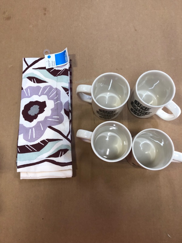 Photo 6 of ****4 PACK OF CUPS & 2 PACK KITCHEN TOWELS**** 2pk Cotton Flowers Kitchen Towels - Room Essentials & 4pk 16oz Stoneware One More Cup Mug - Room Essentials	