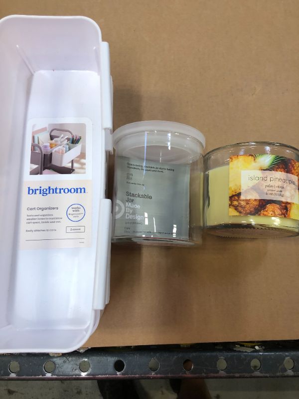 Photo 5 of ****COMBO PACK*****BRIGHTROOM CART ORGANIZER 2 COUNT ****ISLAND PINEAPPLE PALM CITRUS CANDLE*****22oz Glass Medium Stackable Jar with Plastic Lid - Made By Design	