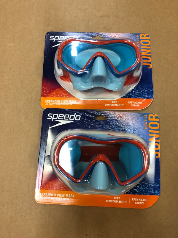 Photo 3 of ****2 PACK**** Speedo Junior Wave Watcher Mask - Spicy Orange/Celeste