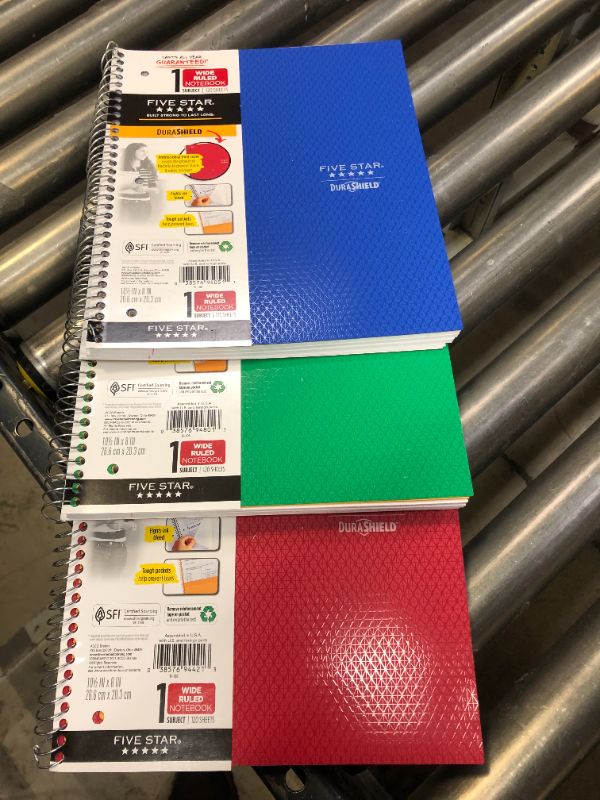 Photo 1 of Spiral Notebook 1 Subject Wide Ruled Anti-Microbial - Five Star 120 SHEET PACK OF 3 (COLORS WILL VARY)