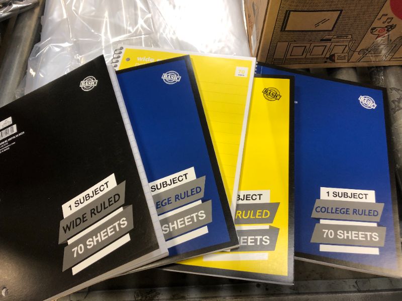 Photo 1 of PACK OF 5 ASSORTED COLOR, COLLEGE AND WIDE RULE, 70 SHEET BLANK NOTE BOOK PAPER SPIRAL BINDED (COLORS VARY)