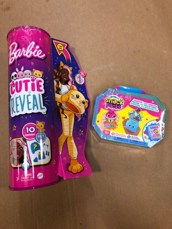 Photo 3 of ****COMBO PACK 2 PACK***Barbie Cutie Reveal Doll- Kitten & My Squishy Littles - Snack Pack Multipack	