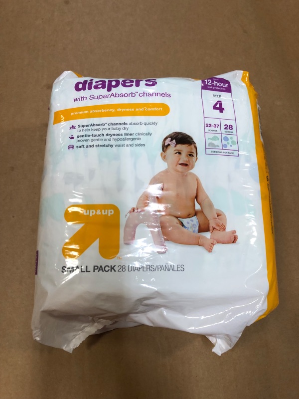 Photo 2 of ***MINOR DAMAGE TO PACKAGING****Diapers Small Pack - Size 4 - 28ct - Up & Up