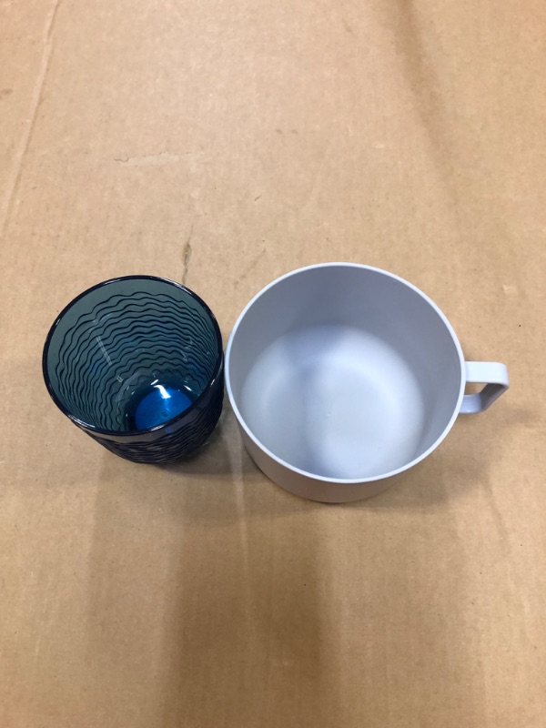 Photo 3 of ****MISC COMBO 2 PACK**** 30oz Plastic Soup Mug Gray - Room Essentials	& 13oz Plastic Wave Texture Short Tumbler Blue - Opalhouse	