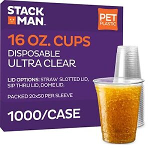 Photo 1 of 1000 Pack - 16 oz. Ultra-Clear PET Disposable Plastic Cups - Party Drinking Cups