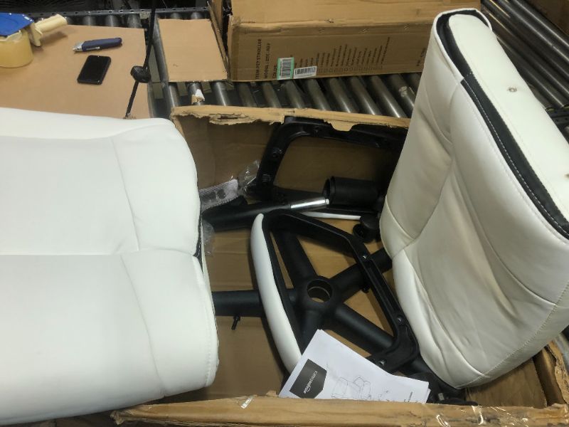 Photo 2 of Amazon Basics Padded Office Desk Chair with Armrests, Adjustable Height/Tilt, 360-Degree Swivel, 275Lb Capacity - White
