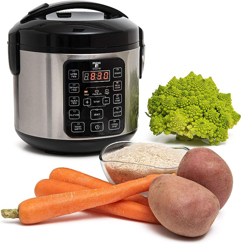 Photo 1 of 
Moss & Stone Electric Multicooker Digital Rice Cooker Small 4-8 Cup 10 Pre-Programmed Settings Brown & White Rice / Food Steamer, Slow Cooker Electric Cooker With Steamer For Vegetables, Nonstick Pot Stainless Steel Rice Cooker
