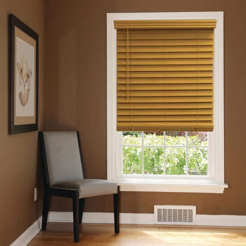 Photo 1 of  Chestnut Light Brown  Faux Wood Blind 69"X48"
