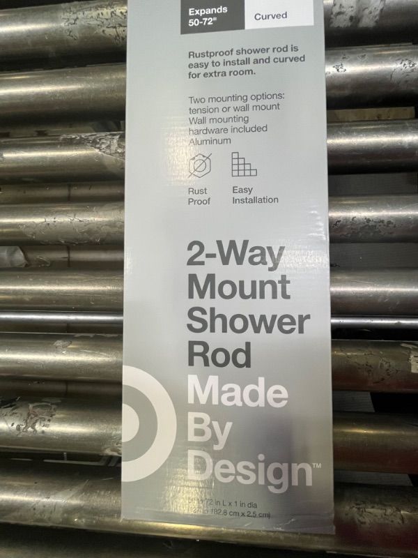 Photo 3 of 72 Tapered End Cap Curved Aluminum Shower Curtain Rod Tension or Permanent Mount - Made By Design