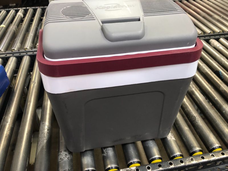 Photo 2 of Koolatron Thermoelectric Iceless 12 Volt Cooler 26 qt (24 L), Electric Portable Car Cooler with DC Plug, Grey and White, for Travel Camping Fishing Trucking, Made in North America
