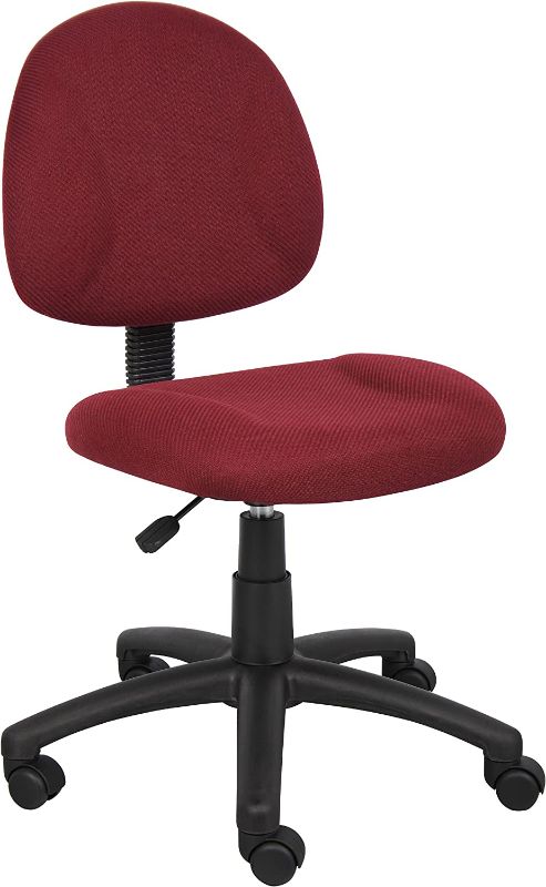 Photo 1 of Boss Office Products Perfect Posture Delux Fabric Task Chair without Arms in Burgundy
