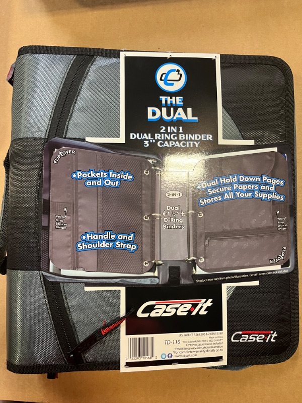 Photo 2 of Case-it Dual Ring Zipper Binder, D Ring, 1-1/2 Inches, Black