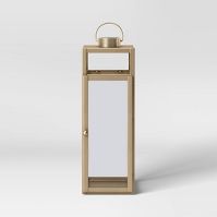 Photo 1 of 24" x 8" Decorative Metal Lantern Candle Holder Matte Gold - Threshold™

