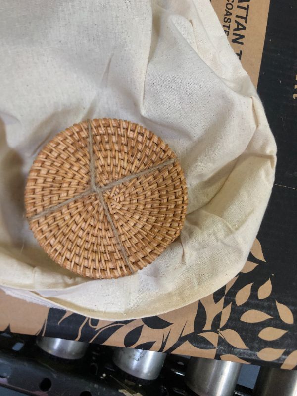 Photo 4 of 13.8 inch Rattan Tray, Round Wicker Tray with Cut-Out Handles, Woven Serving Tray for Dining / Coffee Table
 