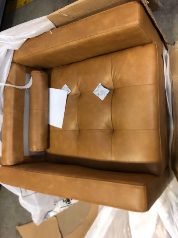 Photo 2 of Amazon Brand – Rivet Cove Mid-Century Modern Tufted Leather Accent Chair